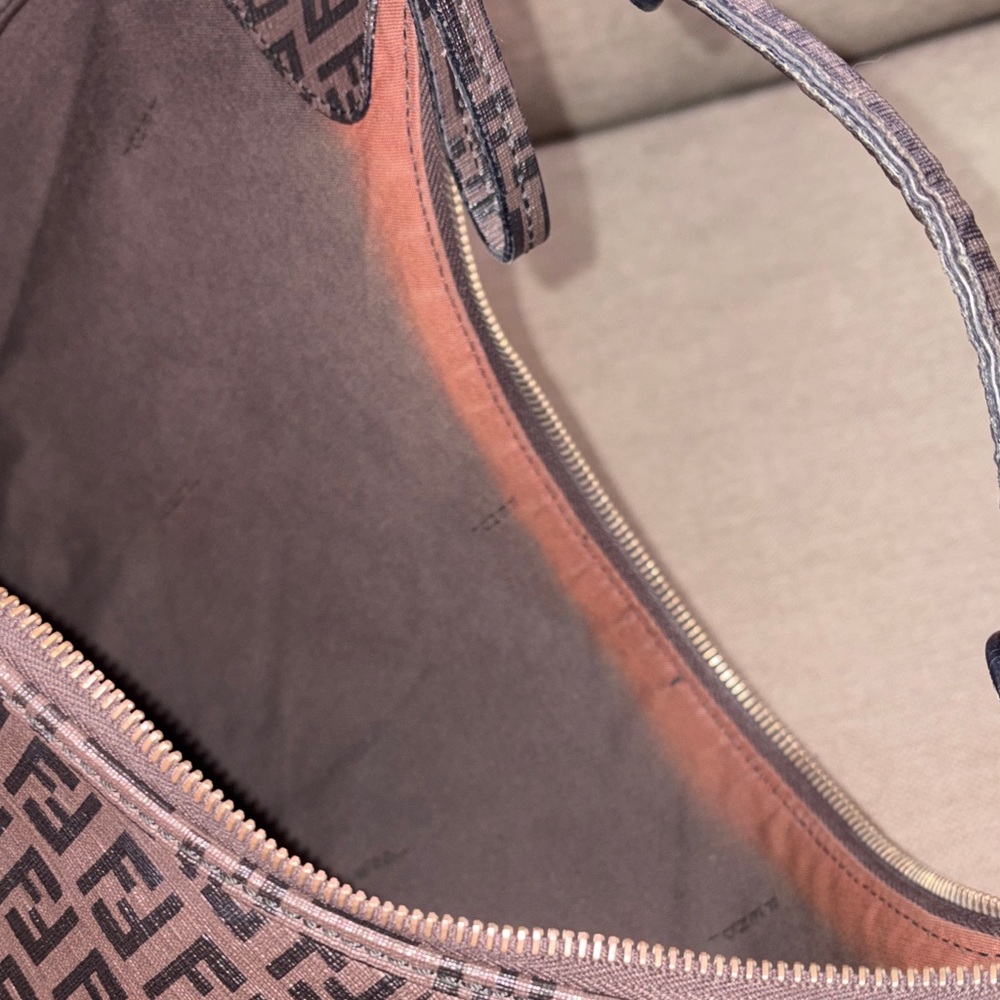 Authentic Fendi Dark Brown Zucchino FF Logo Hobo Bag with Gold-Tone Accents - Picture 13 of 15